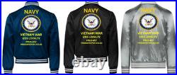 Vietnam Uss Pledge Mso-492 Sivinylsatin Jacketnavy Official License