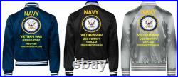 Vietnam Uss Pledge Mso-492 Sivinylsatin Jacketnavy Official License