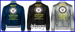 Vietnam Uss Pledge Mso-492 Sivinylsatin Jacketnavy Official License