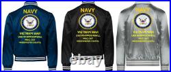Vietnam Uss Pledge Mso-492 Sivinylsatin Jacketnavy Official License