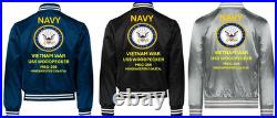 Vietnam Uss Pledge Mso-492 Sivinylsatin Jacketnavy Official License
