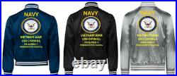 Vietnam Uss Pledge Mso-492 Sivinylsatin Jacketnavy Official License