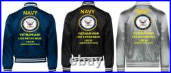 Vietnam Uss Pledge Mso-492 Sivinylsatin Jacketnavy Official License
