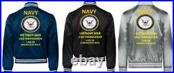 Vietnam Uss Pledge Mso-492 Sivinylsatin Jacketnavy Official License
