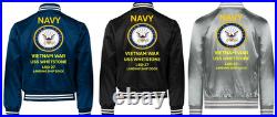 Vietnam Uss Pledge Mso-492 Sivinylsatin Jacketnavy Official License