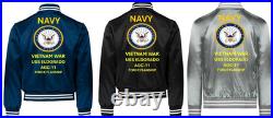 Vietnam Uss Repose Ah-16 Sivinylsatin Jacketnavy Official License