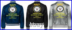 Vietnam Uss Repose Ah-16 Sivinylsatin Jacketnavy Official License