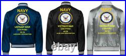 Vietnam Uss Repose Ah-16 Sivinylsatin Jacketnavy Official License