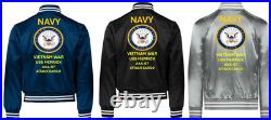 Vietnam Uss Union Aka/lka-106 Sivinylsatin Jacketnavy Official License
