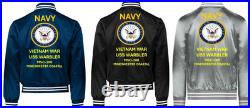 Vietnam Uss Warbler Msc-206 Sivinylsatin Jacketnavy Official License