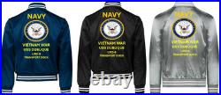 Vietnam Uss Warbler Msc-206 Sivinylsatin Jacketnavy Official License