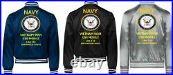 Vietnam Uss Warbler Msc-206 Sivinylsatin Jacketnavy Official License
