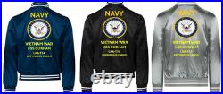Vietnam Uss Warbler Msc-206 Sivinylsatin Jacketnavy Official License
