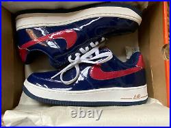 Vintage'05 Nike Air Force 1 Patent Leather Navy Blue/ Red/ White 306353 462 NEW