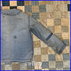 Vintage 1940s US Navy Sailor Denim Shawl Collar Jacket USN / XS S M