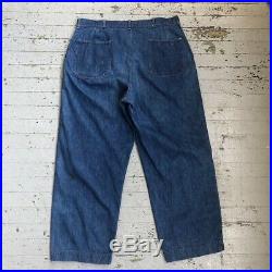 Vintage 1940s WW2 USN Denim Work Trousers 36