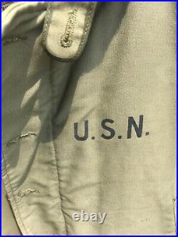 Vintage 1940s WW2 USN N-1 Deck Jacket 42 Alpaca Distressed US Navy Military 40s