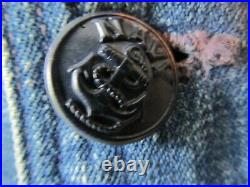 Vintage 1940s WWII U S Navy Denim Shawl Collar Jacket with Original Buttons