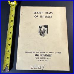 Vintage 1943 US Navy Seabee Items Of Interest Press Release Document Rare, HTF