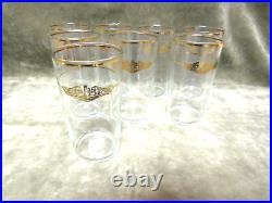 Vintage 1950's Corning Glass United States Navy Submarine Gold Emblem Tumblers