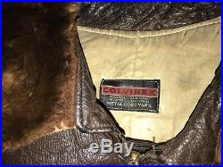 Vintage 1950s US NAVY WW2 Colvinex Leather Jacket Goatskin Flight Metal Core Vtg