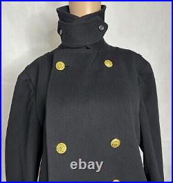 Vintage 1950s US Navy Bridge Coat Wool Black Gold Buttons Military Commander USA