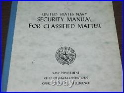 Vintage 1954 Us United States Navy Security For Classified Matter Book