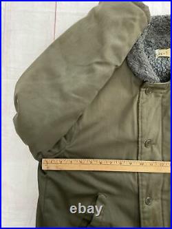 Vintage 1960s 1970s Civilian N1 Deck Jacket Coat USA Military Navy USN Sherpa XL