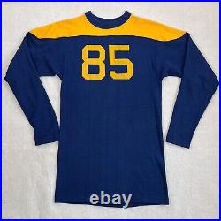 Vintage 1960s Football Jersey T-shirt Navy Blue Gold Cotton 60s Marked sz 44