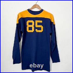 Vintage 1960s Football Jersey T-shirt Navy Blue Gold Cotton 60s Marked sz 44