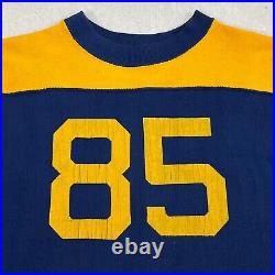 Vintage 1960s Football Jersey T-shirt Navy Blue Gold Cotton 60s Marked sz 44