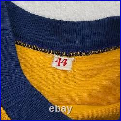 Vintage 1960s Football Jersey T-shirt Navy Blue Gold Cotton 60s Marked sz 44