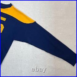 Vintage 1960s Football Jersey T-shirt Navy Blue Gold Cotton 60s Marked sz 44