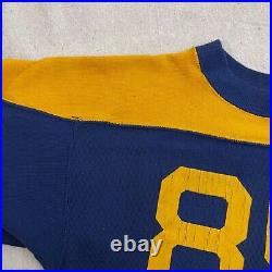 Vintage 1960s Football Jersey T-shirt Navy Blue Gold Cotton 60s Marked sz 44