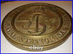 Vintage 1960s Naval Station, San Diego, Pattern Maker, Molder Brass Military Plaque