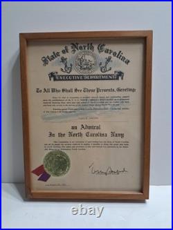 Vintage 1961 State Of NC Navy Certificate