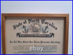 Vintage 1961 State Of NC Navy Certificate