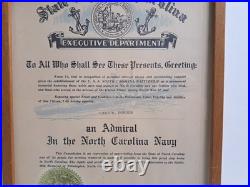 Vintage 1961 State Of NC Navy Certificate