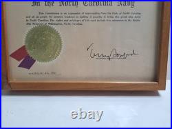 Vintage 1961 State Of NC Navy Certificate
