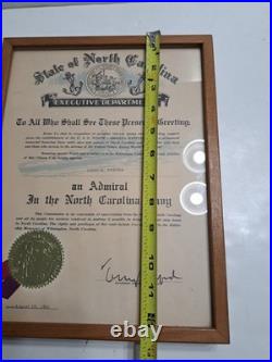 Vintage 1961 State Of NC Navy Certificate