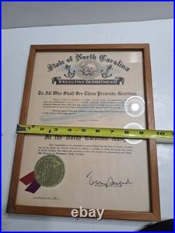 Vintage 1961 State Of NC Navy Certificate