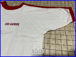 Vintage 1970s USS Ranger Velva Sheen Ringer T-Shirt US Navy