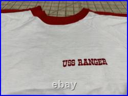 Vintage 1970s USS Ranger Velva Sheen Ringer T-Shirt US Navy