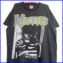 Vintage 1990s Misfits Skeleton Concert Tour Shirt Blue Grape 90s