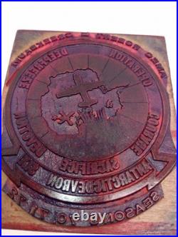 Vintage 3.5 US Navy Antartic Devron Six Rubber Stamp Season's 1970, 71, 72
