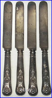 Vintage 4 USN Silverware USN Dinner Knife Kings Pattern Cutlery Fouled Anchor