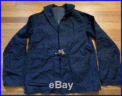 Vintage 40s WWII USN US Navy Sailor Stencil Dungaree Denim Uniform Shawl Jacket