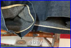 Vintage 40s WWII USN US Navy Sailors Dungaree Blue Denim Jean Half Zip Jacket