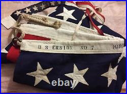 Vintage 48 Star WWII Era US Ensign No 7 US Navy American Flag. 5x9.5 Ft. Rare