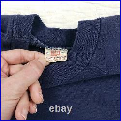 Vintage 50s Hanes Wind Shield Crewneck Sweatshirt Navy Mens Sz XL 46 Distressed